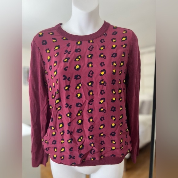 Fossil Womens Leopard Print Silk/Wool Shirt Long Sleeve Cute! - Picture 1 of 7